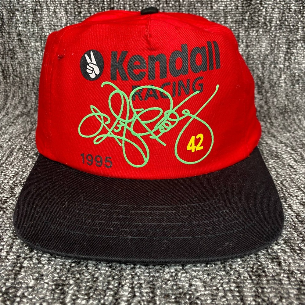 VTG 1995 Kyle Petty 42 Kendall Racing Snapback Hat Mens Red Black NASCAR Cap